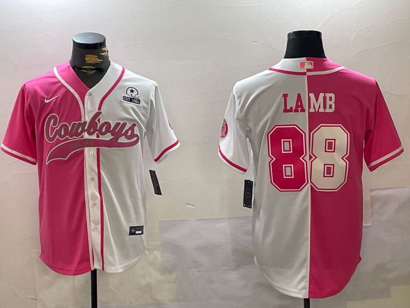 Men Dallas Cowboys 88 Lamb white pink Joint Name 2024 Nike Limited NFL Jersey style 4